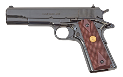 COLT MFG O1911CRB 1911 GOVERNMENT 45 ACP 7+1 5" STAINLESS NATIONAL MATCH BARREL, POLISHED BLUED SERRATED STEEL SLIDE & FRAME W/BEAVERTAIL, WOOD GRIP
