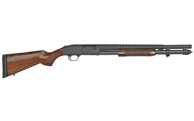 MOSSBERG 52150 590 RETROGRADE 12 GAUGE PUMP 3" 8+1 20" MATTE BLUED HEAT SHIELD BARREL, MATTE BLUED DRILLED & TAPPED RECEIVER,  FIXED WALNUT STOCK