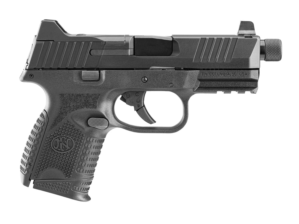 FN 66100782 509CT W/OPTIC COMPACT 9MM LUGER 12+1/24+1, 4.32" BLACK STEEL THREADED BARREL, BLACK PVD OPTIC CUT/SERRATED STAINLESS STEEL SLIDE, BLACK POLYMER FRAME W/PICATINNY RAIL