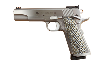 COLT MFG O1072CS CUSTOM COMPETITION 9MM LUGER 9+1 5" STAINLESS NATIONAL MATCH BARREL, BLUED SERRATED STEEL SLIDE, STAINLESS STEEL FRAME W/BEAVERTAIL, BLACK/GRAY SCALLOPED G10 GRIP, AMBIDEXTROUS