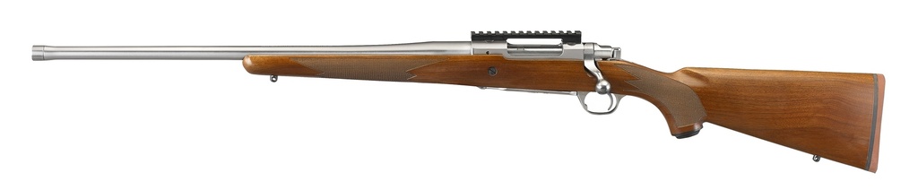 RUGER 57121 HAWKEYE HUNTER FULL SIZE 300 WIN MAG 3+1 24" SATIN STAINLESS STEEL THREADED BARREL, PICATINNY RAIL STEEL RECEIVER, FIXED AMERICAN WALNUT W/PISTOL GRIP STOCK, LEFT HAND