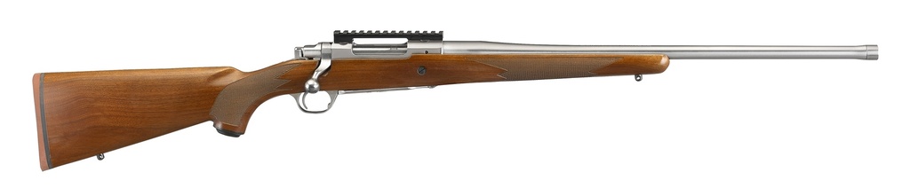 RUGER 57105 HAWKEYE HUNTER FULL SIZE 6.5 PRC 3+1 22" SATIN STAINLESS STEEL THREADED BARREL, PICATINNY RAIL STEEL RECEIVER, FIXED AMERICAN WALNUT W/PISTOL GRIP STOCK
