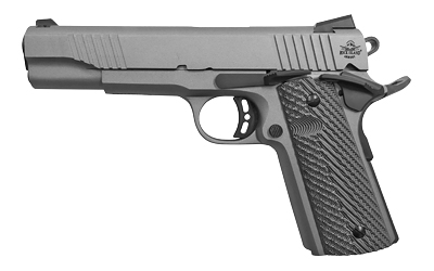 ROCK ISLAND 56419 ROCK STANDARD FS *CA COMPLIANT 45 ACP CALIBER WITH 5" BARREL, 8+1 CAPACITY, OVERALL GUN METAL GRAY CERAKOTE FINISH STEEL, BEAVERTAIL FRAME, SERRATED SLIDE & BLACK G10 GRIP