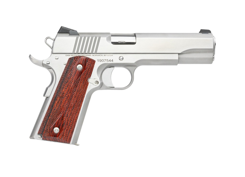 DAN WESSON 01889 RAZORBACK  10MM AUTO CALIBER WITH 5" MATCH GRADE BARREL, 8+1 CAPACITY, OVERALL STAINLESS STEEL FINISH, BEAVERTAIL FRAME, SERRATED BRUSHED SLIDE & COCOBOLO GRIP