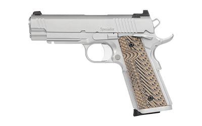DAN WESSON 01809 SPECIALIST COMMANDER 45 ACP 8+1 4.25" STAINLESS STEEL BARREL, BEAD BLASTED SERRATED STAINLESS STEEL SLIDE & FRAME W/BEAVERTAIL & PICATINNY RAIL, BLACK/BROWN G10 GRIP, AMBIDEXTROUS