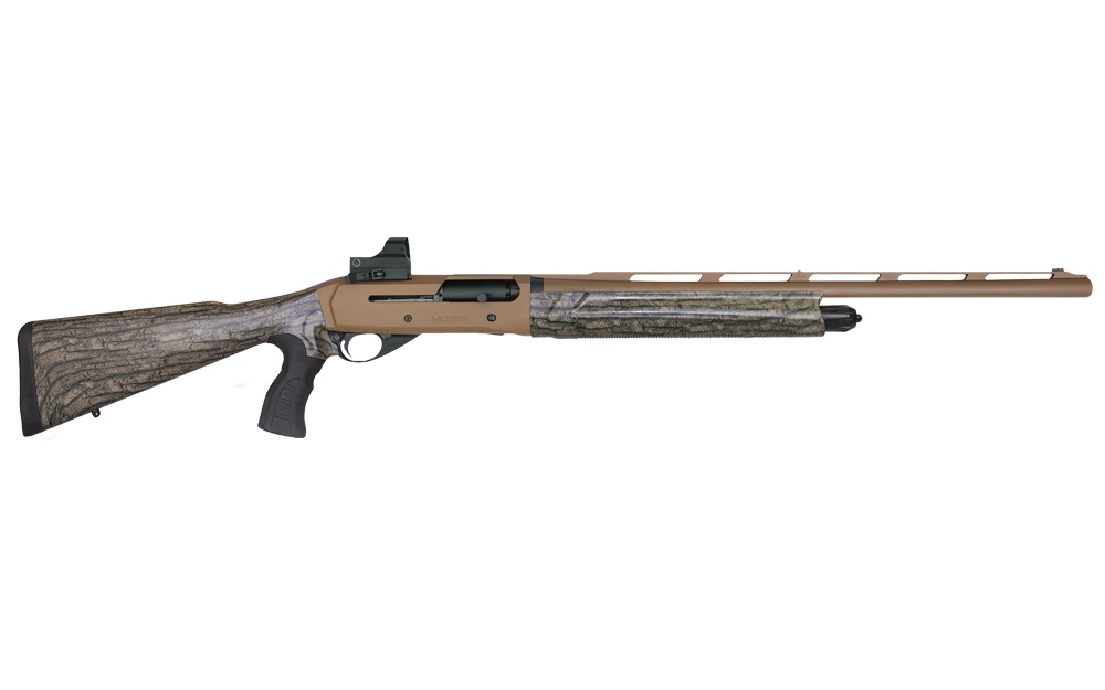 GIRSAN 390160 MC312 GOBBLER 12 GAUGE WITH 24" BARREL, 3.5" CHAMBER, 5+1 CAPACITY, BRONZE CERAKOTE METAL FINISH & CAMO FIXED PISTOL GRIP SYNTHETIC STOCK RIGHT HAND (FULL SIZE) INCLUDES RED DOT