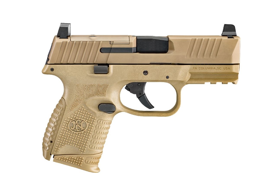 FN 66100574 509C MRD 9MM LUGER 15+1/12+1, 3.70" BLACK RECESSED TARGET CROWN/STEEL BARREL, FLAT DARK EARTH PVD OPTIC READY/SERRATED SLIDE & POLYMER FRAME W/PICATINNY RAIL,  AMBIDEXTROUS