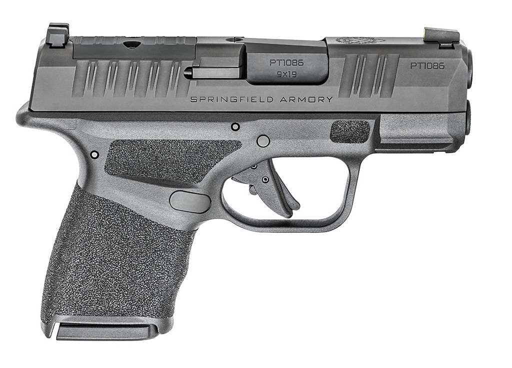 SPRINGFIELD ARMORY HC9319BOSP HELLCAT OSP MICRO COMPACT 9MM LUGER 13+1 3" BLACK MELONITE STEEL BARREL & OPTIC READY/SERRATED SLIDE, BLACK POLYMER FRAME W/PICATINNY RAIL, ADAPTIVE TEXTURE GRIP