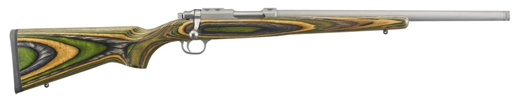 RUGER 7220 77/17  17 HORNET 6+1 18.50" THREADED BARREL, MATTE STAINLESS STEEL, INTEGRAL SCOPE MOUNT ON SOLID STEEL RECEIVER, GREEN MOUNTAIN LAMINATE STOCK