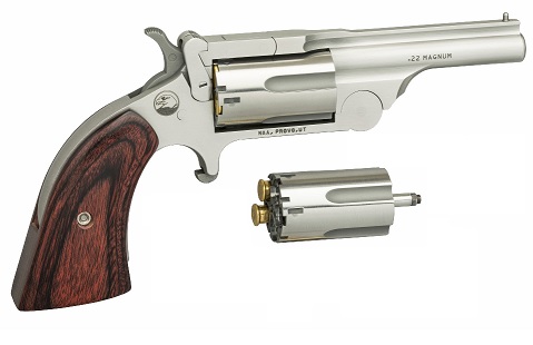 NORTH AMERICAN ARMS 22MCR250 RANGER II  22 LR/22 WMR 5 SHOT 2.50" STAINLESS STEEL BARREL, STAINLESS STEEL FRAME, STAINLESS CYLINDER, ROSEWOOD BOOT GRIP, EXPOSED HAMMER