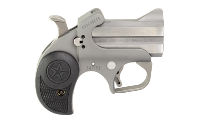 BOND ARMS BARN ROUGHNECK  38 SPECIAL/357 MAG 2 SHOT 2.50" ROUGH MATTE STAINLESS STEEL BARREL & FRAME, BLACK RUBBER GRIPS