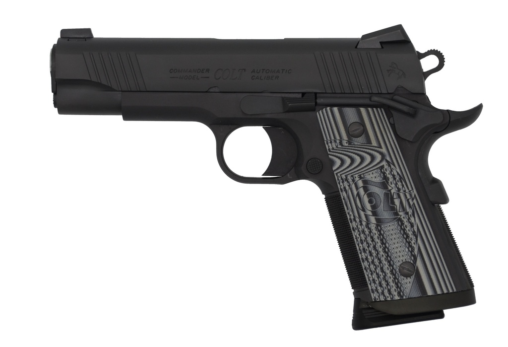 COLT MFG O9840CCU 1911 COMMANDER COMBAT UNIT 45 ACP 4.25" 7+1 BLACK PVD BLACK PVD STAINLESS STEEL SLIDE CHECKERED & SCALLOPED GRAY G10 GRIP