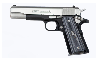 COLT MFG O1911C 1911 GOVERNMENT 45 ACP 7+1, 5" STAINLESS NATIONAL MATCH BARREL, BLUED SERRATED STEEL SLIDE & FRAME W/BEAVERTAIL DOUBLE DIAMOND CHECKERED ROSEWOOD GRIP