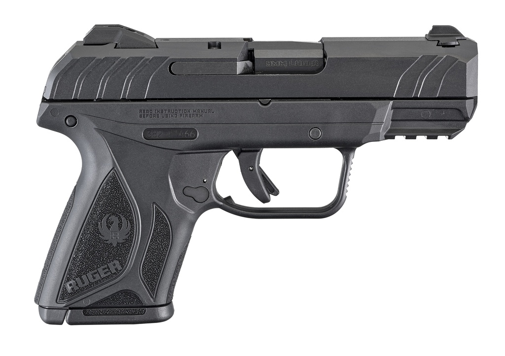 RUGER 3818 SECURITY-9 COMPACT 9MM LUGER  3.42" BARREL 10+1,BLACK POLYMER FRAME WITH PICATINNY ACC. RAIL, BLACK OXIDE STEEL SLIDE, MANUAL SAFETY