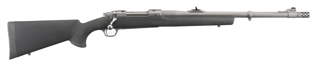 RUGER 57100 HAWKEYE ALASKAN FULL SIZE 375 RUGER 3+1 20" MATTE STAINLESS STEEL THREADED BARREL, INTEGRAL SCOPE MOUNTS STAINLESS STEEL RECEIVER, BLACK HOGUE OVERMOLDED SYNTHETIC STOCK