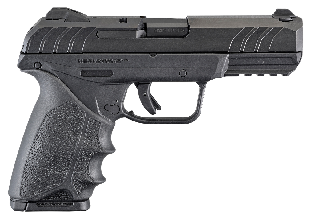RUGER 3819 SECURITY-9  9MM LUGER  4" BARREL 10+1, BLACK POLYMER FRAME WITH PICATINNY ACC. RAIL, BLACK OXIDE STEEL SLIDE, HOGUE BEAVERTAIL HANDALL RUBBER GRIP
