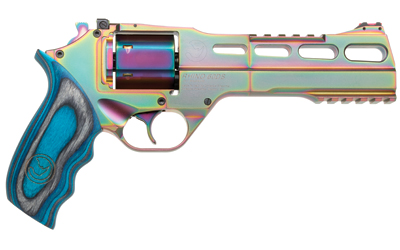 CHIAPPA FIREARMS CF340301 RHINO 60SAR NEBULA *CA COMPLIANT 357 MAG CALIBER WITH 6" PICATINNY RAIL/VENT RIB, 6RD CAPACITY CYLINDER, RAINBOW PVD METAL FINISH & BLUE LAMINATE GRIP