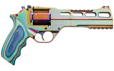 CHIAPPA FIREARMS 340301 RHINO 60DS NEBULA 357 MAG CALIBER WITH 6" PICATINNY RAIL/VENT RIB, 6RD CAPACITY CYLINDER, OVERALL RAINBOW PVD METAL FINISH & BLUE LAMINATE GRIP