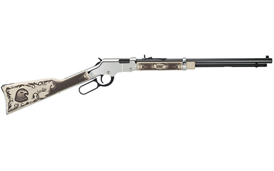 HENRY H004AE GOLDEN BOY SILVER AMERICAN EAGLE FULL SIZE 22 SHORT, 22 LONG, 22 LR, 16 LR/21 SHORT, 20" BLUED BARREL, NICKEL-PLATED METAL FINISH & IVORY AMERICAN WALNUT STOCK RIGHT HAND