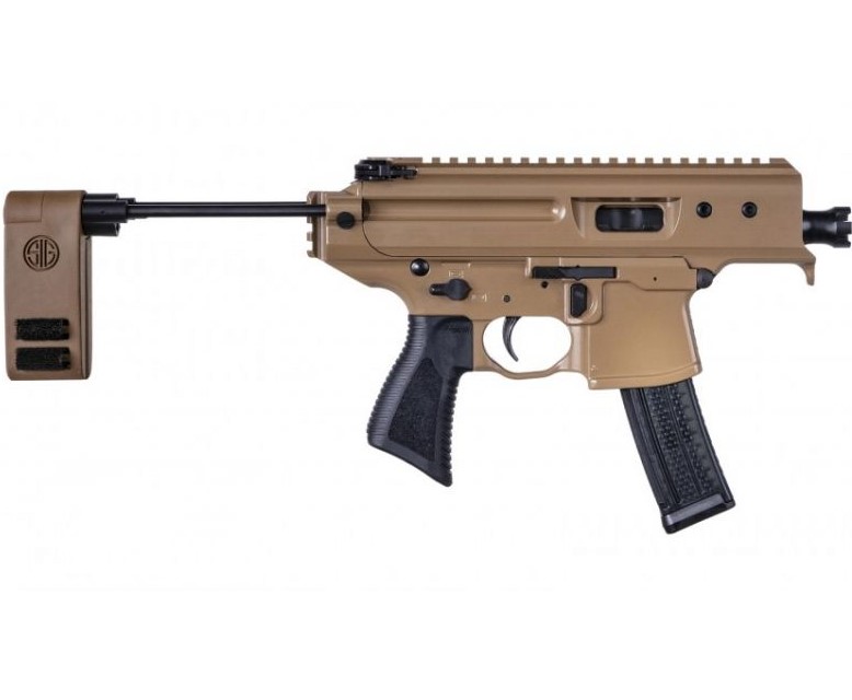 SIG SAUER PMPX3BCH MPX COPPERHEAD 9MM LUGER CALIBER WITH 3.50" BARREL, 20+1 CAPACITY, COYOTE ELITE CERAKOTE METAL FINISH, FOLDING PIVOTING CONTOUR BRACE STOCK & BLACK POLYMER GRIP AMBIDEXTROUS HAND
