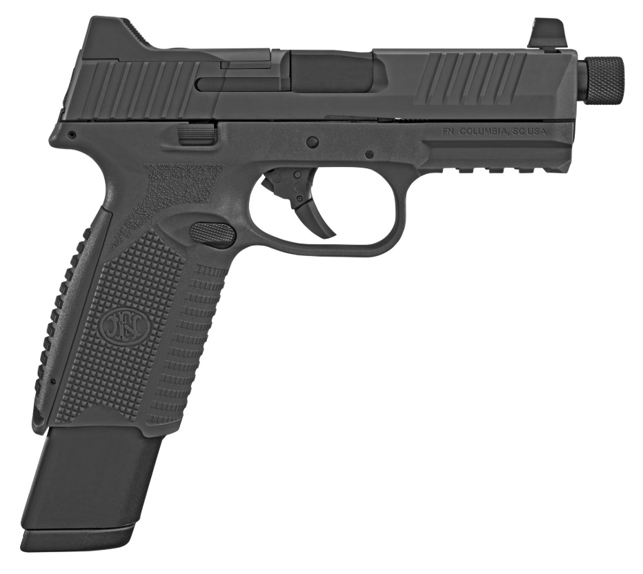 FN 66100375 509T  9MM LUGER 17+1/24+1, 4.50" BLACK STEEL THREADED BARREL, MATTE BLACK OPTIC READY/SERRATED STAINLESS STEEL SLIDE, MATTE BLACK POLYMER FRAME W/PICATINNY RAIL