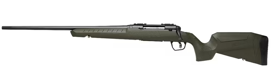 SAVAGE ARMS 32130 AXIS 2 COMPACT 7MM-08 REM 4+1 20" MATTE BLACK HEAVY SPORTER BARREL, MATTE BLACK DRILLED & TAPPED CARBON STEEL RECEIVER, FIXED OD GREEN SYNTHETIC STOCK, LEFT HAND