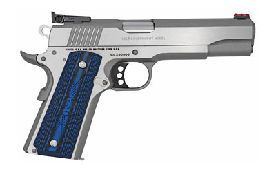 COLT MFG O5070GCL GOLD CUP LITE  45 ACP 8+1 5" STAINLESS NATIONAL MATCH BARREL, STAINLESS STEEL SERRATED SLIDE, STAINLESS STEEL FRAME W/BEAVERTAIL, BLUE SCALLOPED G10 GRIP, AMBIDEXTROUS