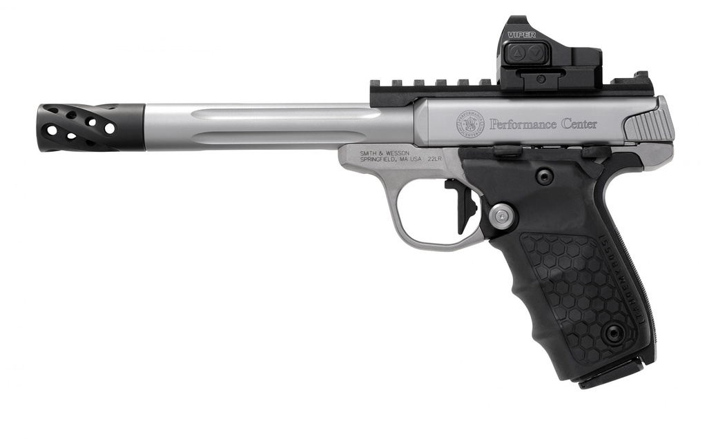 SMITH & WESSON 12079 PERFORMANCE CENTER VICTORY TARGET 22 LR 6" MB 10+1 STAINLESS STEEL TANDEMKROSS BLACK HIVEGRIP WITH INTEGRATED TARGET THUMB REST GRIP RED DOT
