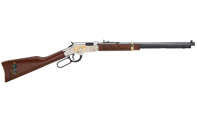 HENRY H004GBA GOLDEN BOY GOD BLESS AMERICA EDITION 22 SHORT CALIBER WITH 16 LR/21 SHORT CAPACITY, 20" OCTAGON BARREL, NICKEL-PLATED METAL FINISH & AMERICAN WALNUT STOCK RIGHT HAND