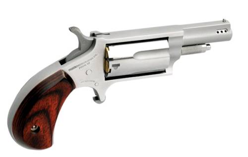 NORTH AMERICAN ARMS 22MCP MINI-REVOLVER  22 LR/22 WMR 5 SHOT 1.63" STAINLESS STEEL PORTED BARREL & FRAME, STAINLESS CYLINDER, ROSEWOOD BIRDSHEAD GRIP, EXPOSED HAMMER, INCLUDES 22 LR CYLINDER