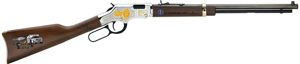 HENRY H004EMS GOLDEN BOY EMS TRIBUTE EDITION 22 LR, 16 LR/21 SHORT, 20" BLUED 20" OCTAGON STEEL BARREL,  NICKEL-PLATED STEEL ENGRAVED RECEIVER, AMERICAN WALNUT STOCK ENGRAVED, RIGHT HAND