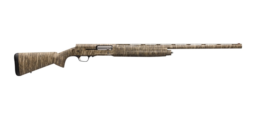 BROWNING 0118252004 A5  12 GAUGE 28" BARREL 3.5" 4+1, FULL COVERAGE MOSSY OAK BOTTOMLAND, TEXTURED SYNTHETIC STOCK WITH CLOSED RADIUS PISTOL GRIP