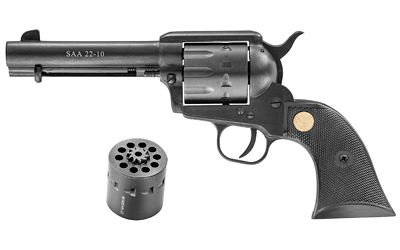 CHIAPPA FIREARMS CF340155D SAA 1873  MEDIUM FRAME 22 LR 22 WMR 10 SHOT, 4.75" BLUED STEEL BARREL, BLUED STEEL FRAME, BLUED CYLINDER, BLACK POLYMER GRIP, EXPOSED HAMMER
