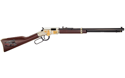 HENRY H004FM GOLDEN BOY FIREFIGHTER TRIBUTE 22 SHORT, 22 LONG OR 22 LR CALIBER WITH 16 LR/21 SHORT CAPACITY, 20" BLUED BARREL, NICKEL-PLATED METAL FINISH & AMERICAN WALNUT STOCK RIGHT HAND (FULL SIZE)