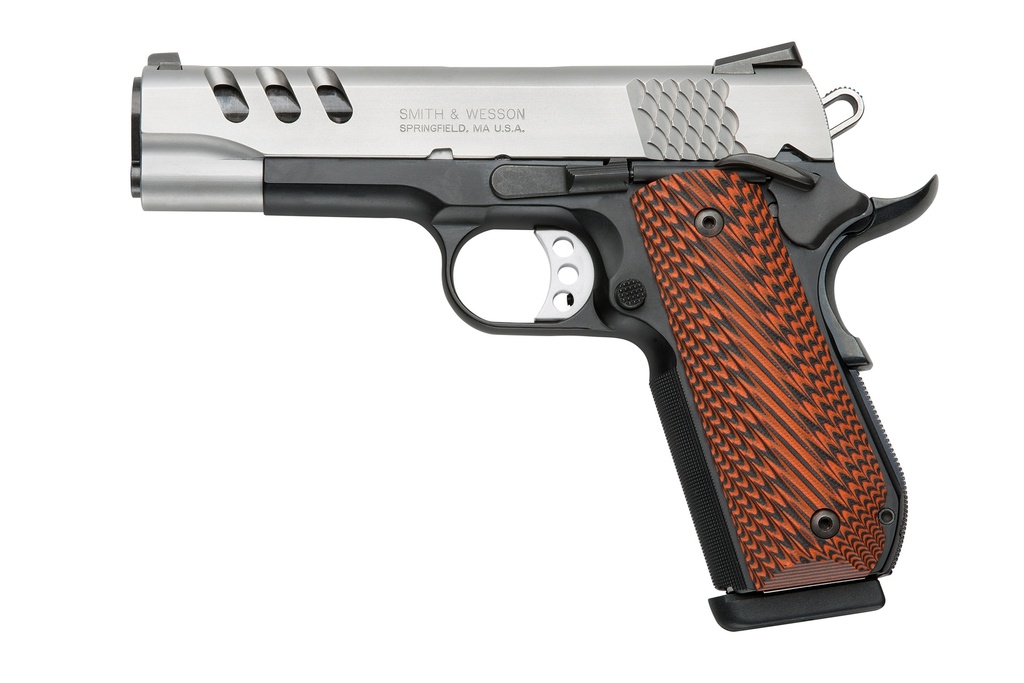 SMITH & WESSON 170344 1911 PERFORMANCE CENTER  45 ACP 4.25" THROATED BARREL 8+1, BLACK SCANDIUM FRAME, PORTED MATTE STAINLESS STEEL SLIDE, G10 CUSTOM WOOD GRIP, AMBIDEXTROUS SAFETY