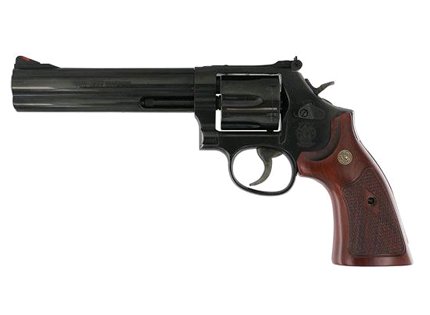 SMITH & WESSON 150908 MODEL 586 CLASSIC 357 MAG OR 38 S&W SPL +P BLUED CARBON STEEL 6" BARREL, 6RD  CYLINDER & SQUARE BUTT L-FRAME, WOOD GRIP WITH S&W MEDALLIONS