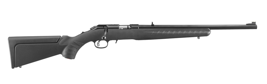 RUGER 8313 AMERICAN RIMFIRE COMPACT 17 HMR 9+1 18" SATIN BLUED STEEL BARREL & ALLOY STEEL RECEIVER W/INTEGRAL SCOPE MOUNT, BLACK FIXED SYNTHETIC STOCK, RIGHT HAND