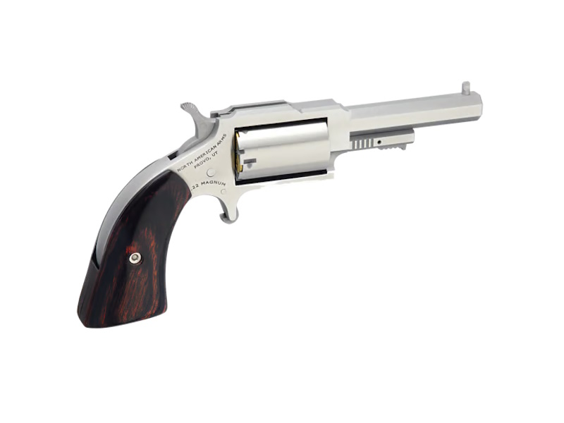 NORTH AMERICAN ARMS 1860250 1860 SHERIFF C22 WMR 5 SHOT 2.50" STAINLESS STEEL BARREL, FRAME & CYLINDER, ROSEWOOD BOOT GRIP, EXPOSED HAMMER