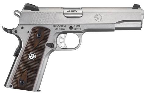 RUGER 6700 SR1911  FULL SIZE 45 ACP 7+1/8+1 5" LOW-GLARE STAINLESS STEEL BARREL, SERRATED STAINLESS STEEL SLIDE & FRAME W/BEAVERTAIL, HARDWOOD GRIP, RIGHT HAND