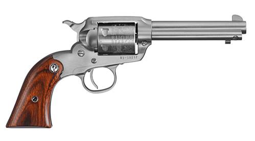 RUGER 0913 BEARCAT  COMPACT FRAME 22 LR 6RD 4" SATIN STAINLESS BARREL, FRAME & ENGRAVED CYLINDER, HARDWOOD GRIP, TRANSFER BAR SAFETY, EXPOSED HAMMER