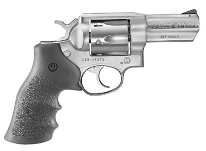 RUGER 1715 GP100  MEDIUM FRAME 357 MAG 6RD 3" SATIN STAINLESS STEEL BARREL, CYLINDER & FRAME, HOGUE MONOGRIP, TRANSFER BAR SAFETY, EXPOSED HAMMER