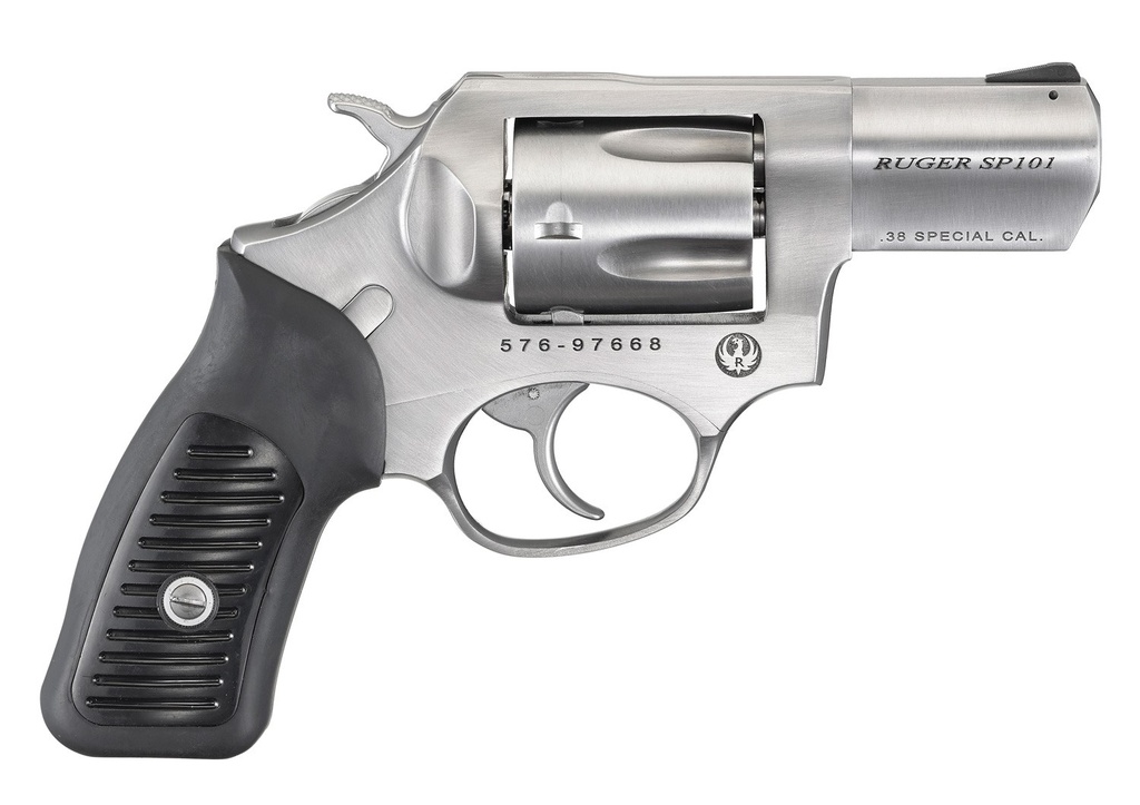 RUGER 5737 SP101  38 SPECIAL +P 5RD 2.25" SATIN STAINLESS STEEL BARREL, CYLINDER & FRAME, BLACK RUBBER GRIP, TRANSFER BAR SAFETY, EXPOSED HAMMER