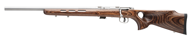 SAVAGE ARMS 25795 MARK II BTV FULL SIZE 22 LR 5+1 21" SATIN HEAVY BUTTON RIFLED BARREL, SATIN DRILLED & TAPPED STAINLESS STEEL RECEIVER, SATIN BROWN THUMBHOLE LAMINATE STOCK, LEFT HAND