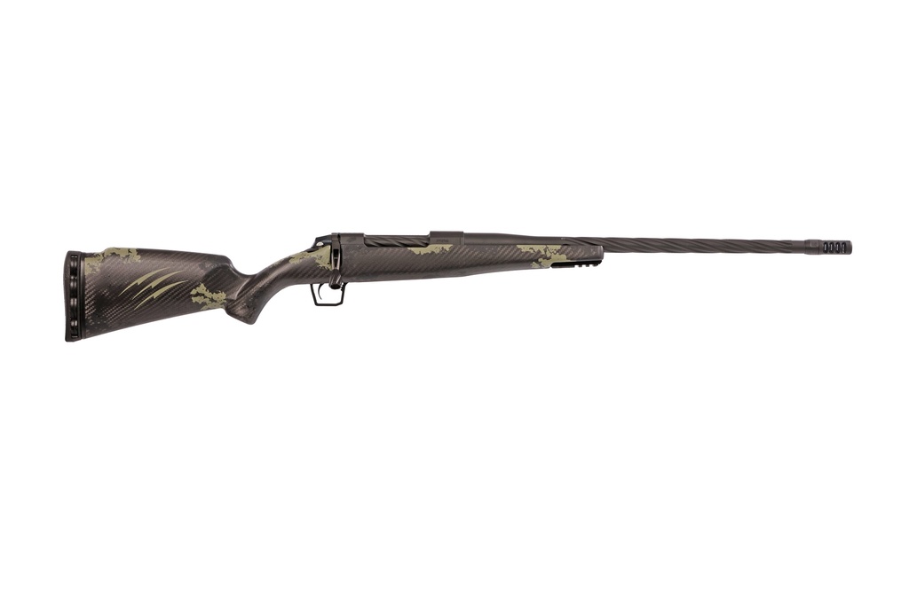 FIERCE FIREARMS TWROG65PRC20BF TWISTED ROGUE 6.5 PRC 20" ARMOUR LUBE BLACK STEEL THREADED BARREL, DRILLED & TAPPED STEEL RECEIVER, LR NEGATIVE COMB FOREST CAMO CARBON FIBER STOCK