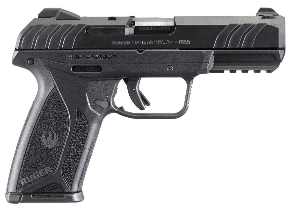 RUGER 3811 SECURITY-9  9MM LUGER 10+1 4" BLACK STEEL BARREL, BLACK OXIDE SERRATED STEEL SLIDE, BLACK POLYMER FRAME W/PICATINNY RAIL, BLACK POLYMER GRIP