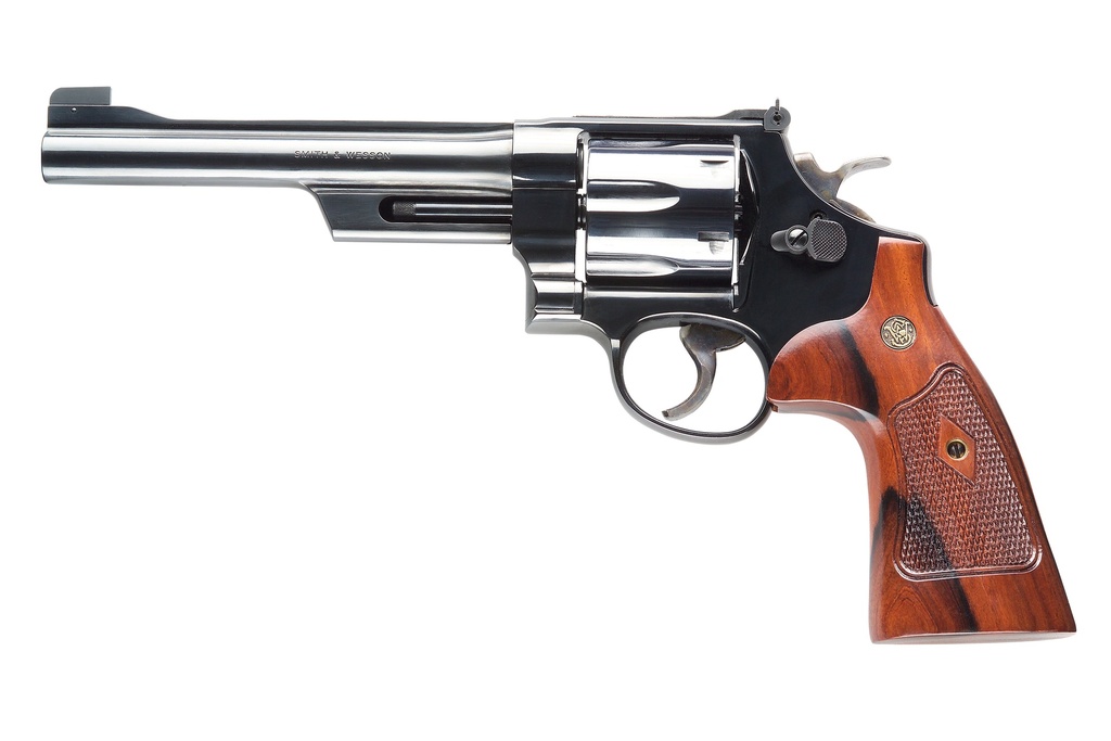 SMITH & WESSON 150256 MODEL 25 CLASSIC 45 COLT (LC) BLUED CARBON STEEL  6.50" BARREL, 6RD CYLINDER & N-FRAME, CHECKERED SQUARE BUTT WALNUT GRIP
