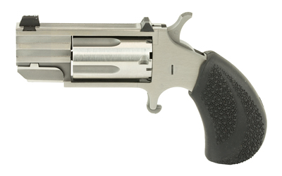 NORTH AMERICAN ARMS PUGT PUG  22 WMR 5 SHOT 1" STAINLESS STEEL BARREL, FRAME & CYLINDER, BLACK PEBBLED RUBBER GRIP, EXPOSED HAMMER