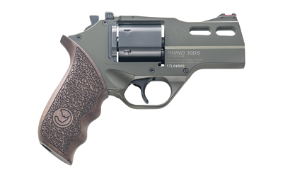 CHIAPPA FIREARMS 340285 RHINO 30DS  SMALL FRAME 357 MAG 6 SHOT 3" GREEN CERAKOTE STEEL VENT RIB BARREL, BLUED STEEL CYLINDER, GREEN CERAKOTE ALUMINUM FRAME, WALNUT GRIP, CONCEALED HAMMER
