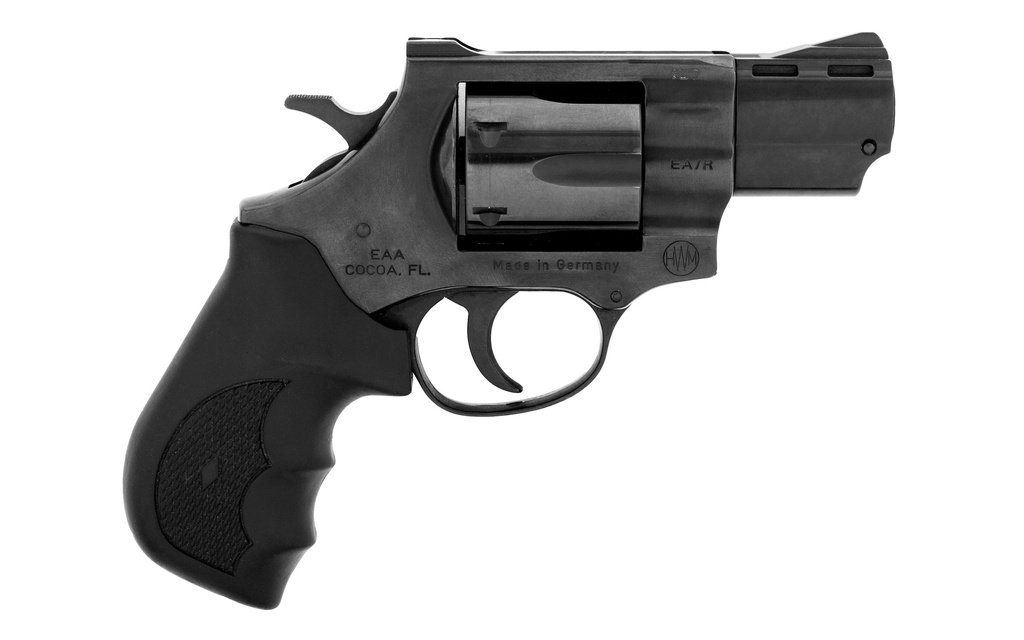 WEIHRAUCH GUNS 770130 WINDICATOR  357 MAG 6RD 2" BLUED STEEL BARREL & CYLINDER, COMPACT STEEL FRAME W/EXPOSED HAMMER, RAMP FRONT/FIXED REAR SIGHTS, FINGER GROOVED BLACK RUBBER GRIP