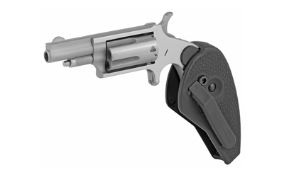 NORTH AMERICAN ARMS 22MCHG MINI-REVOLVER  22 LR/22 WMR 5 SHOT 1.63" STAINLESS STEEL BARREL, FRAME & CYLINDER, BLACK SYNTHETIC HOLSTER GRIP, EXPOSED HAMMER